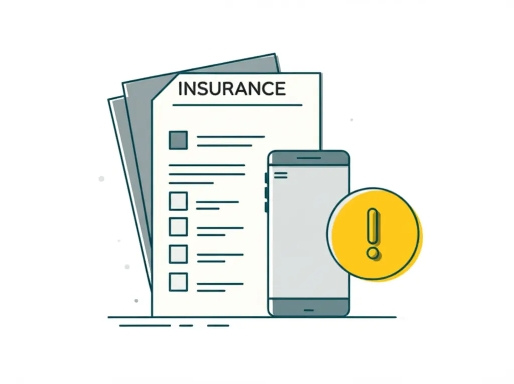 Insurance documents and a smartphone