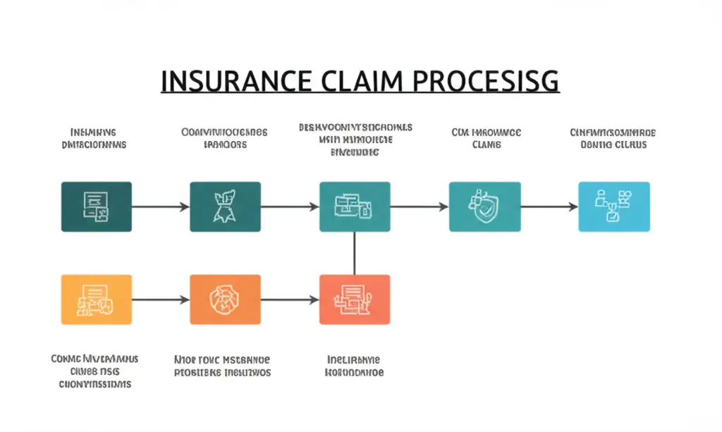 A simple flowchart depicting insurance claim processing steps.