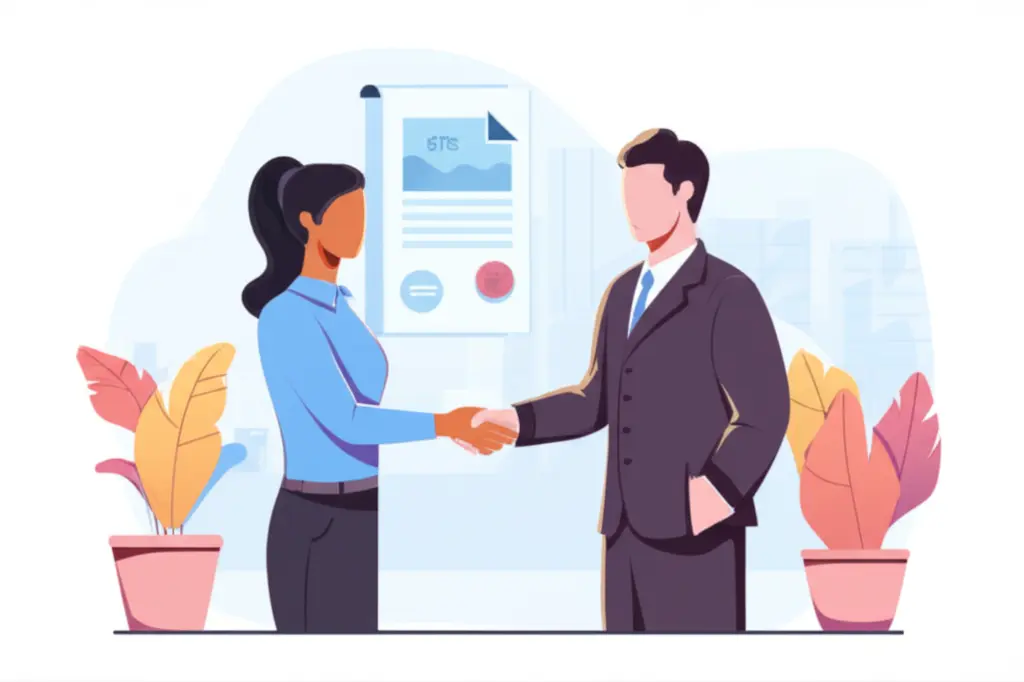 Insurance agent and customer shaking hands