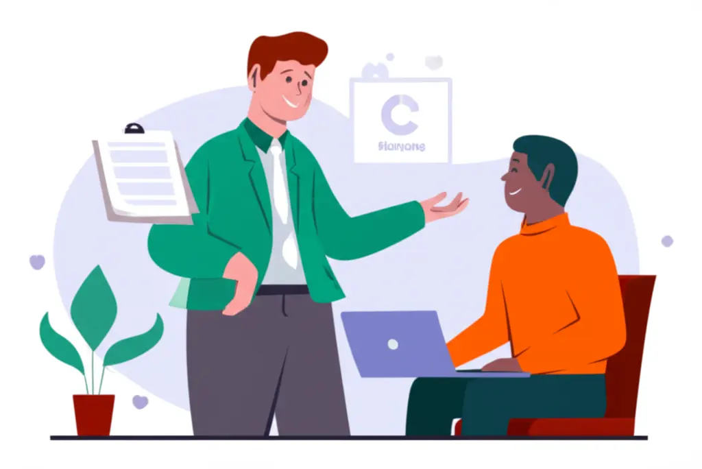 A mentor giving advice to a new insurance professional