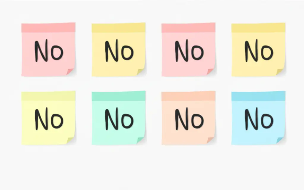 Illustration of sticky notes with 'No' written on them.
