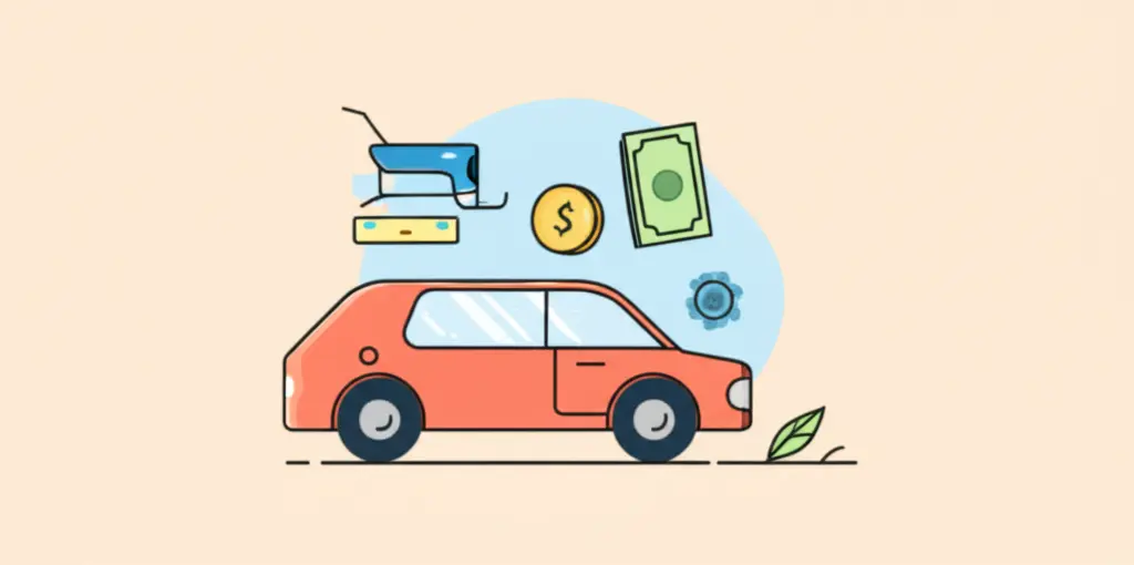 Minimalist representation of a happy person achieving financial goals like buying a car or traveling.