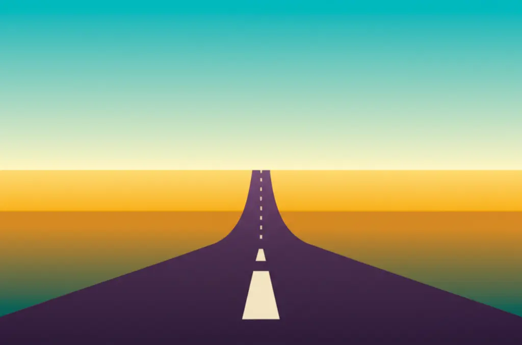 Divergent paths in the road symbolizing life's choices and uncertainties
