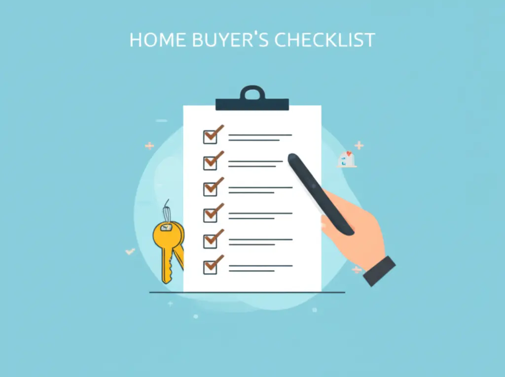 Checklist for home buyers with key checkmark points