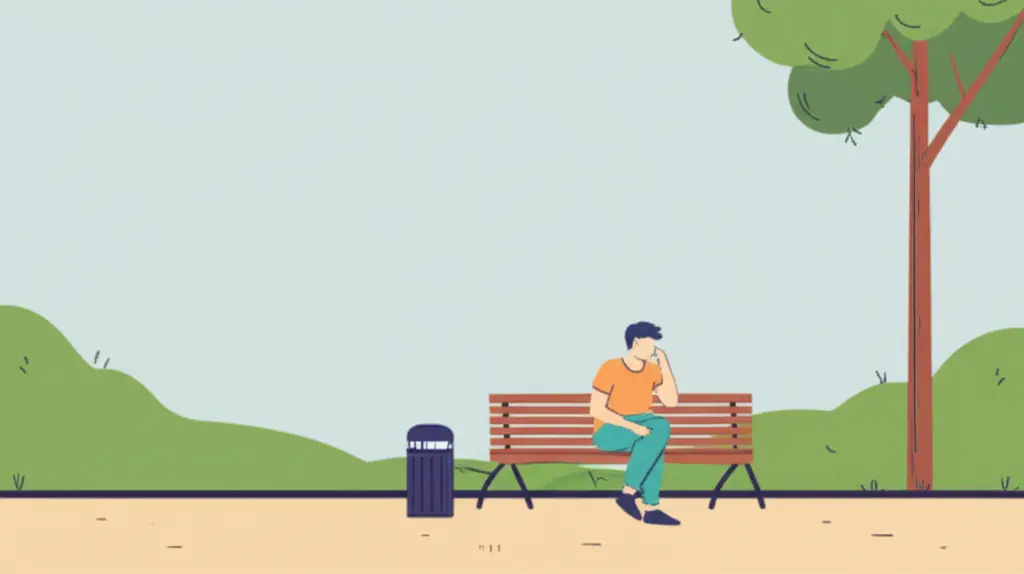 A person reflecting on a park bench about life decisions.