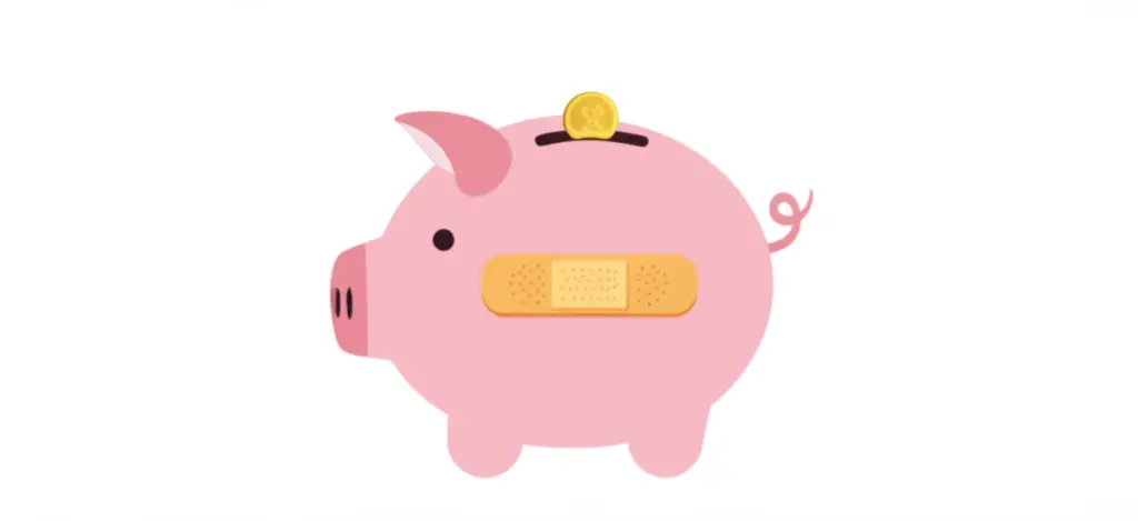 Piggy bank with band-aid