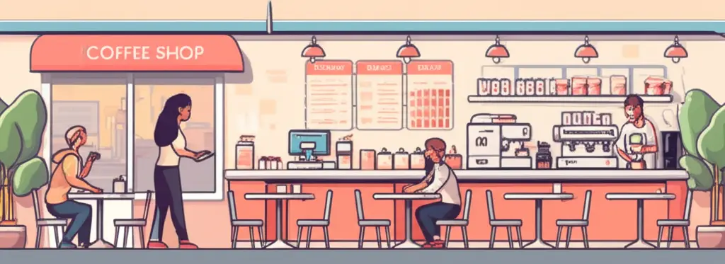 A busy coffee shop scene