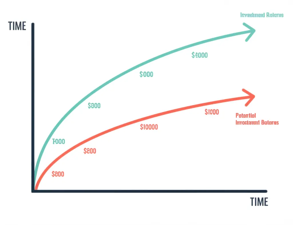 Graph illustrating returns over time for different investment strategies