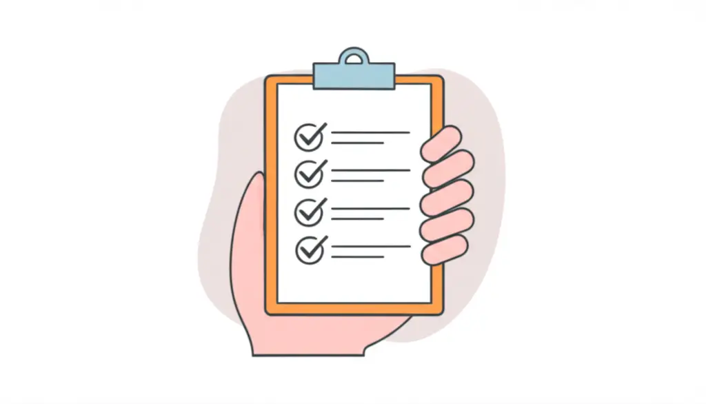 A minimalist cartoon of a person holding a checklist with items related to multi-state licensing.