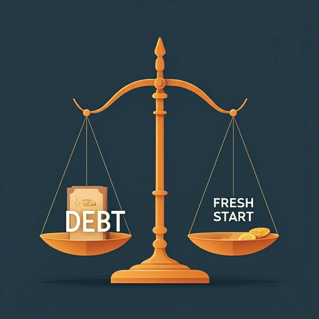 Balancing scale with debt and fresh start