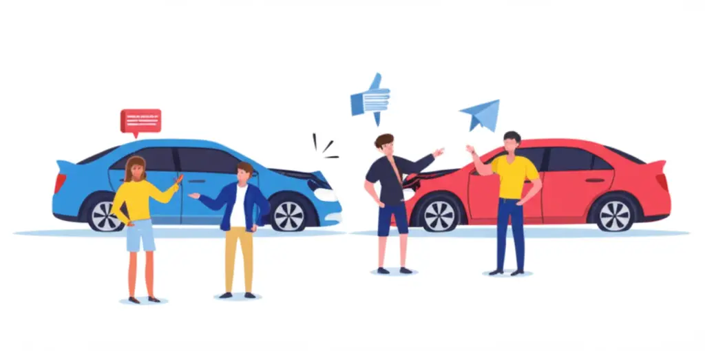 Cars in a minor accident with insurance discussion