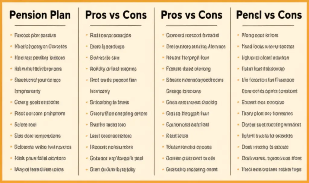 Comparison chart of pension plan pros and cons.