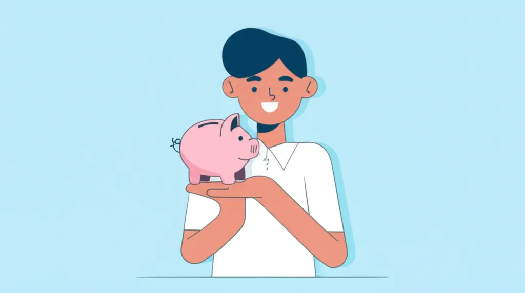 A person smiling while holding a piggy bank, symbolizing strategic savings during rate changes.