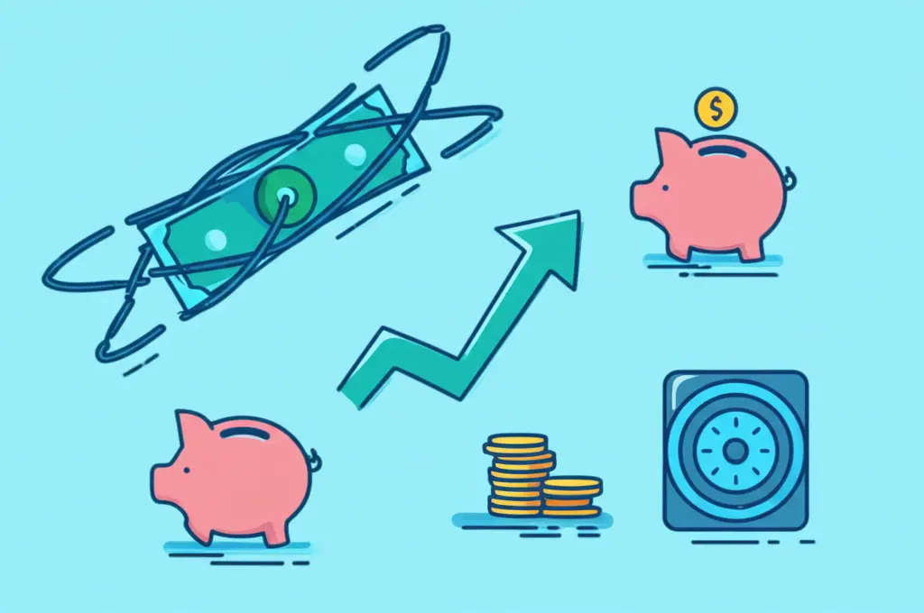 Illustration of bonds, mutual funds, and savings accounts