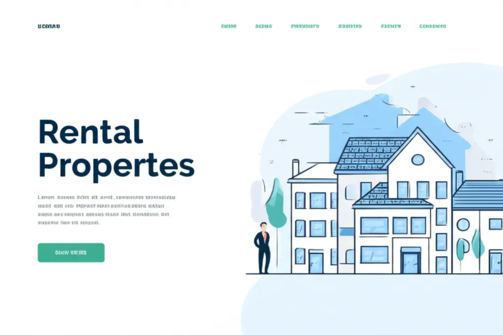Smiling investor standing next to rental properties