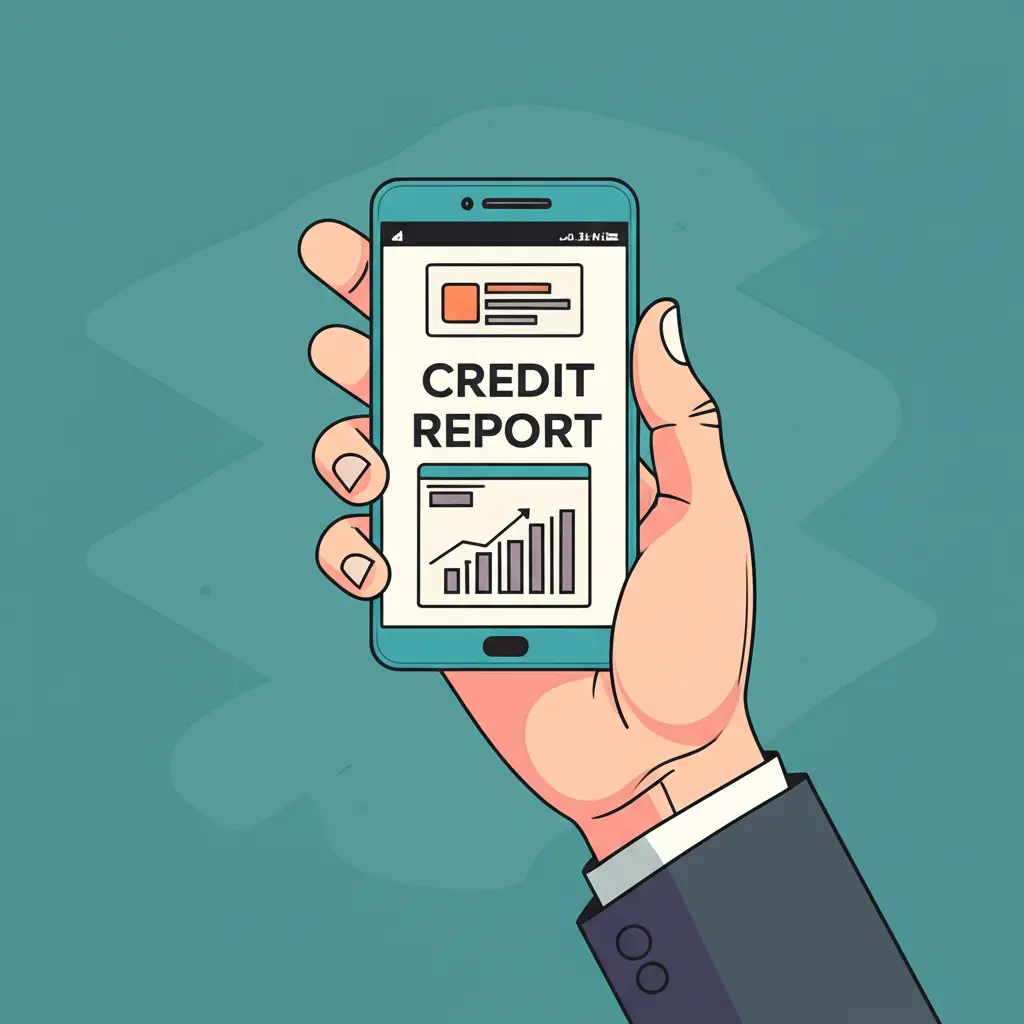 Smartphone displaying a credit report