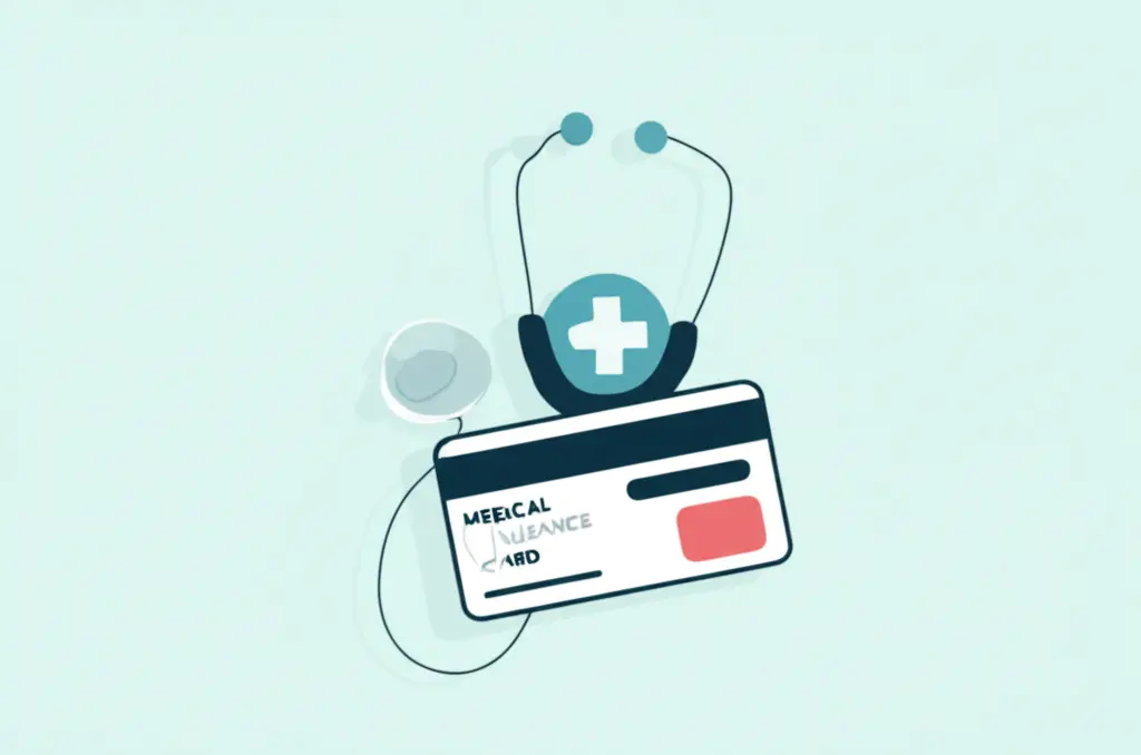Stethoscope wrapped around a medical insurance card