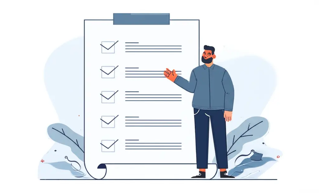 Checklist with person appearing satisfied