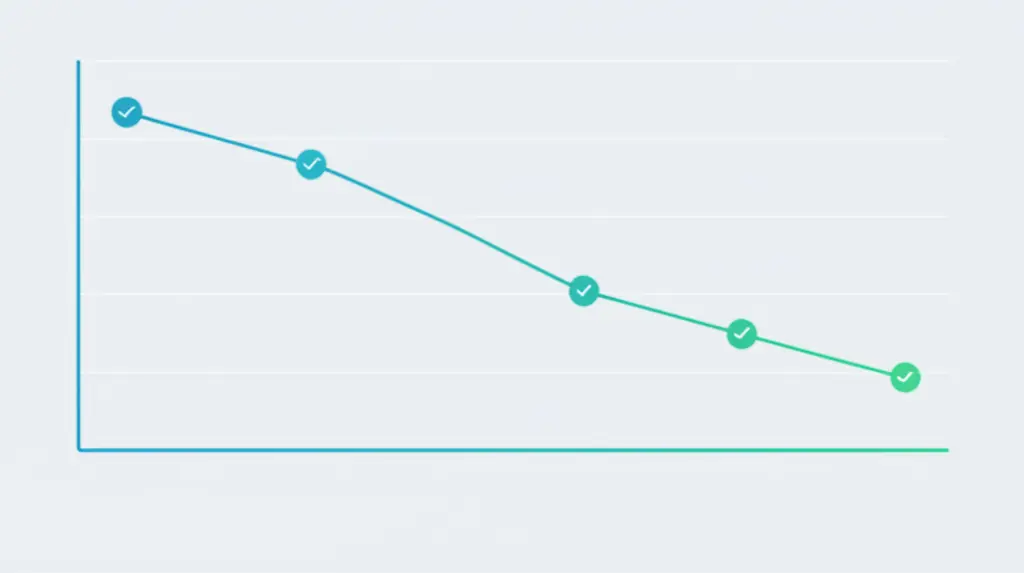 Line chart showing debt decreasing over time