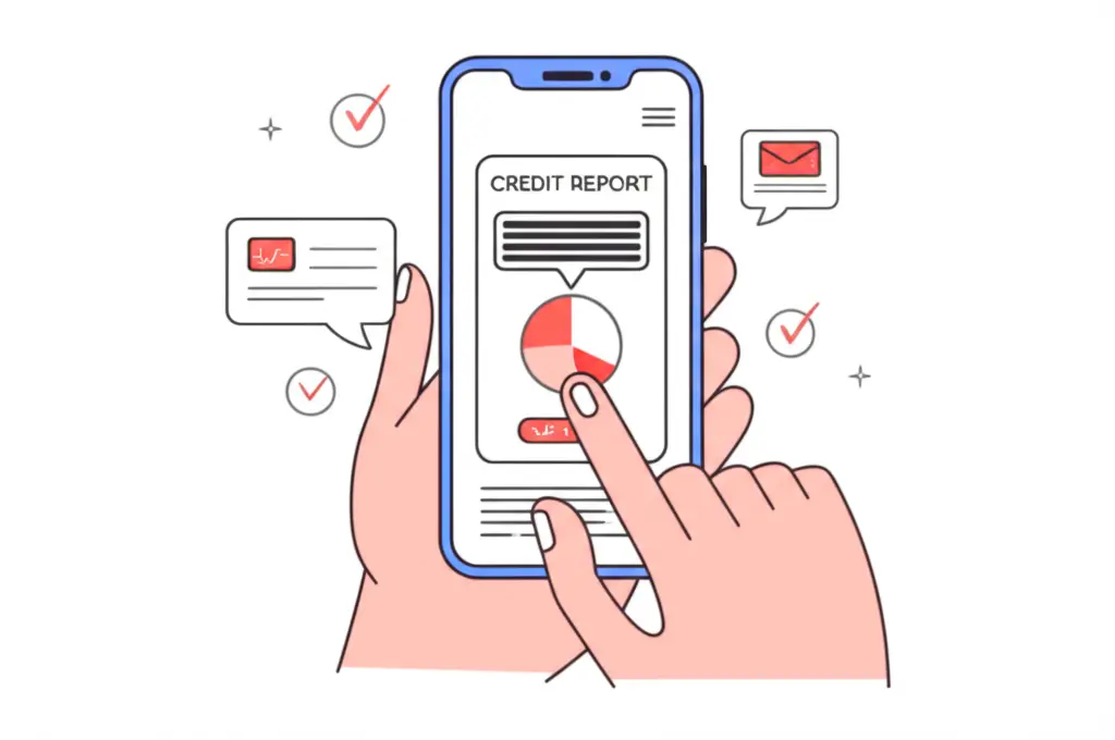 Person checking their credit report on a smartphone