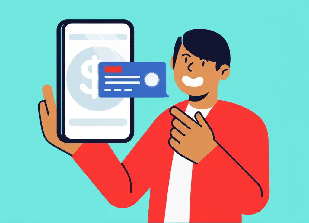 Happy person receiving a successful transfer confirmation