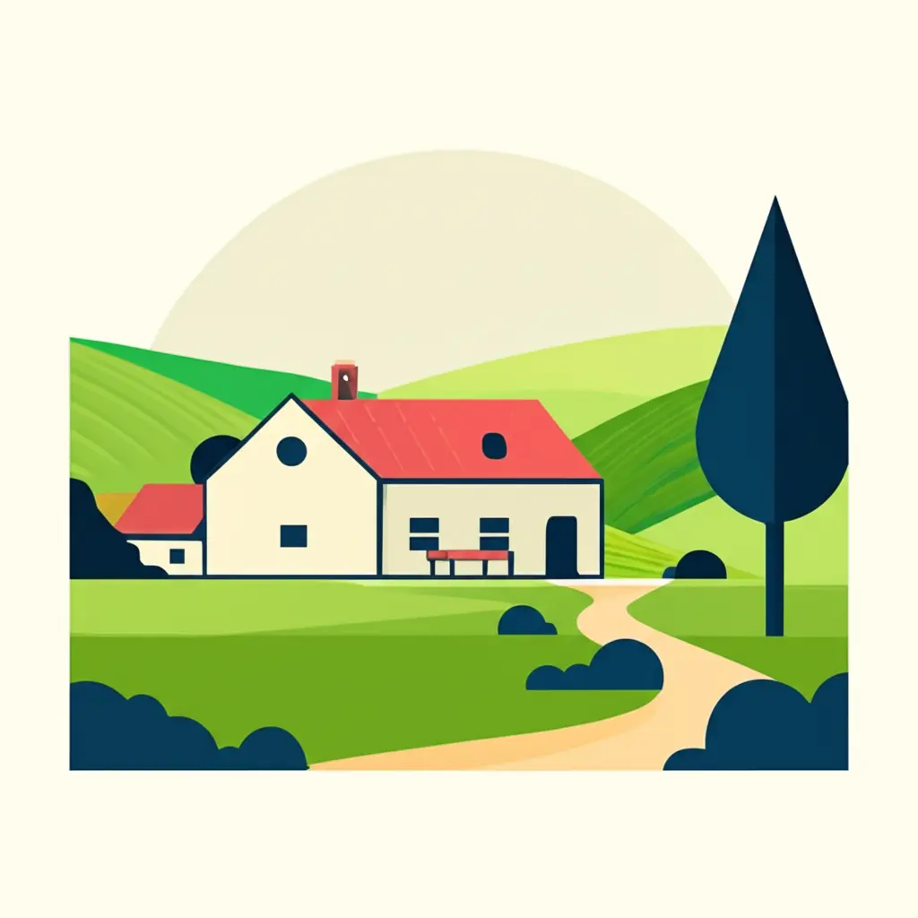 Peaceful countryside bed and breakfast with hills in the background