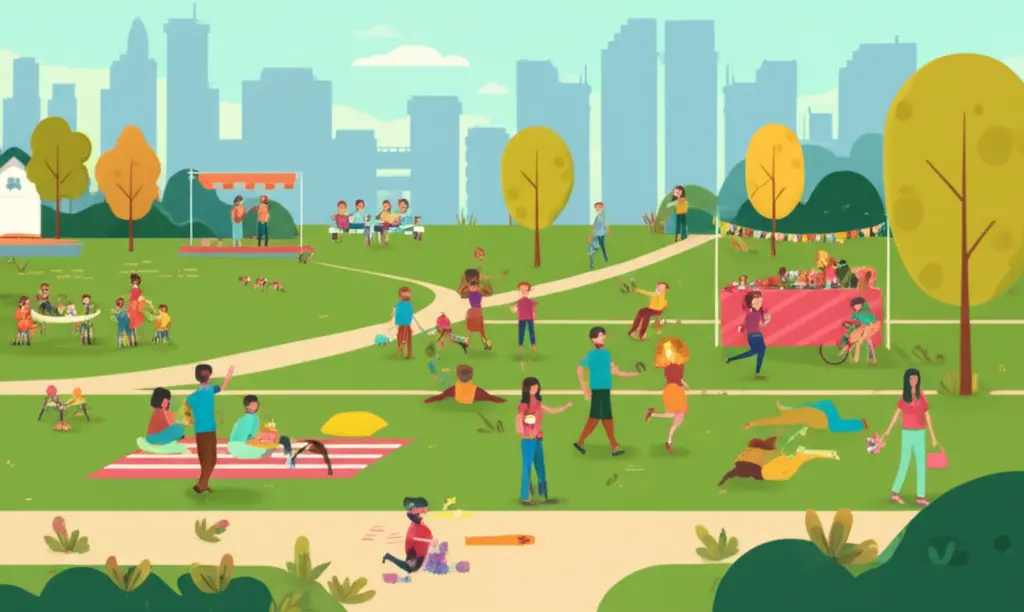 Community gathering in an urban park