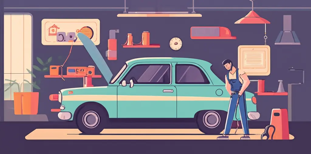 Mechanic working on an old vehicle