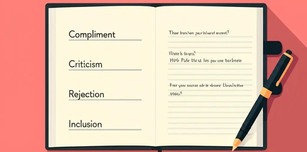 Journal with notes on handling social reactions