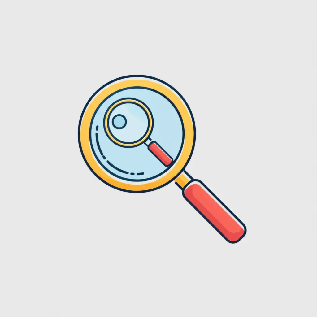 Magnifying glass examining complex issues.