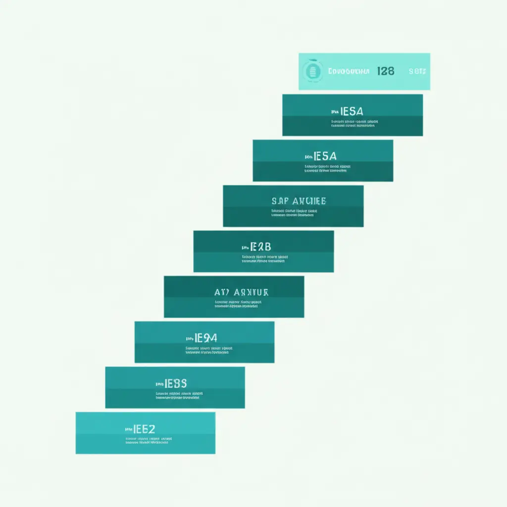 A minimalist visual of steps on a ladder, each labeled with a financial milestone.
