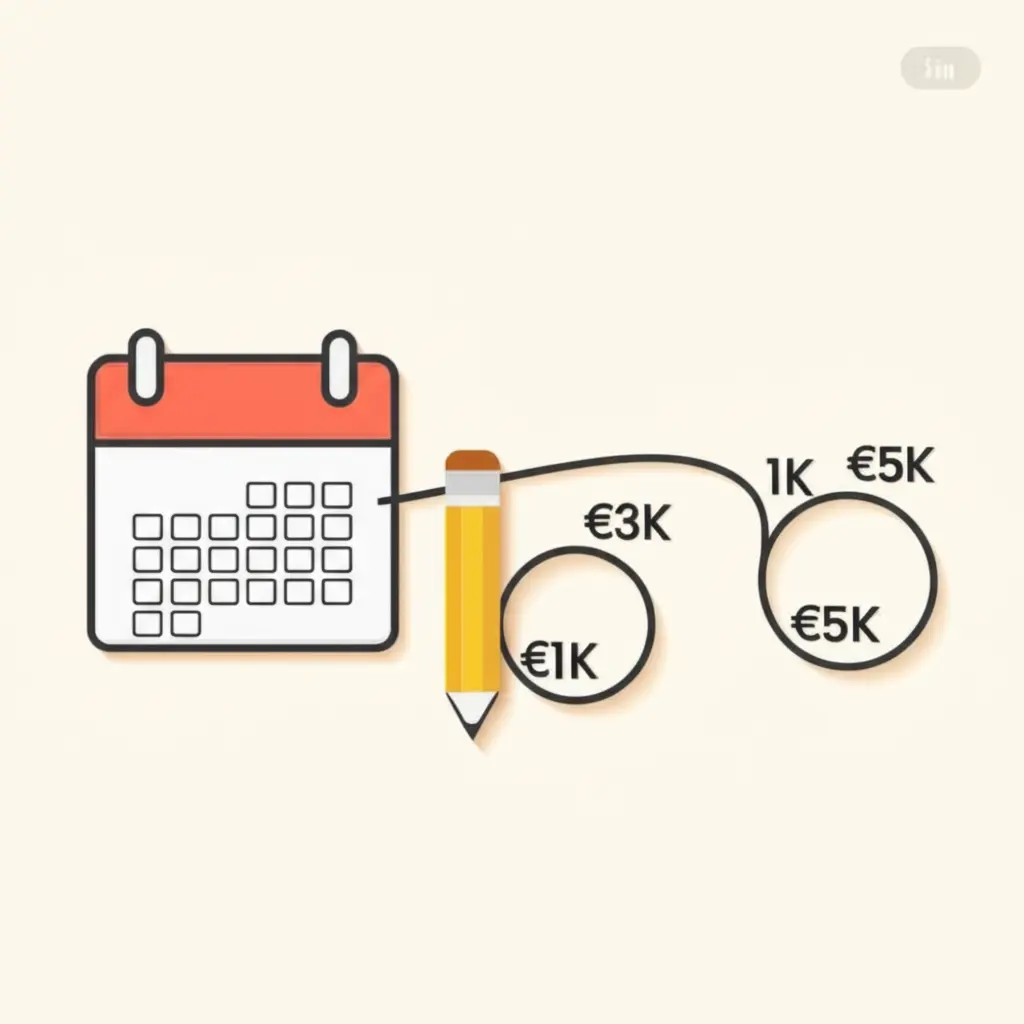 Calendar with financial goals marked