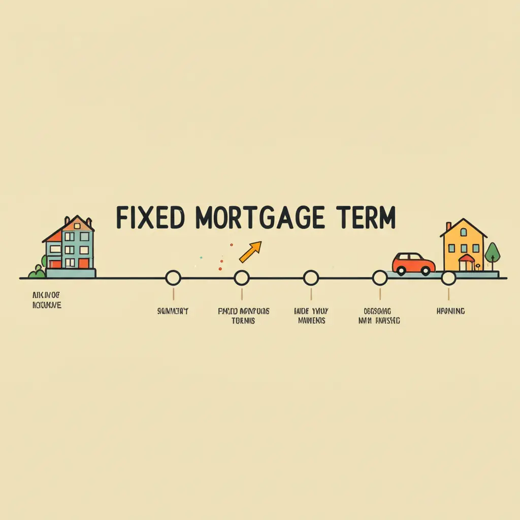 Simple, hand-drawn graphic of a timeline with a fixed mortgage term ending and new options beginning.