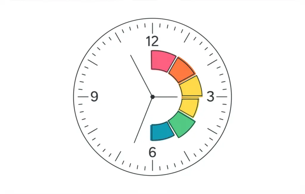 Clock with pie chart segments
