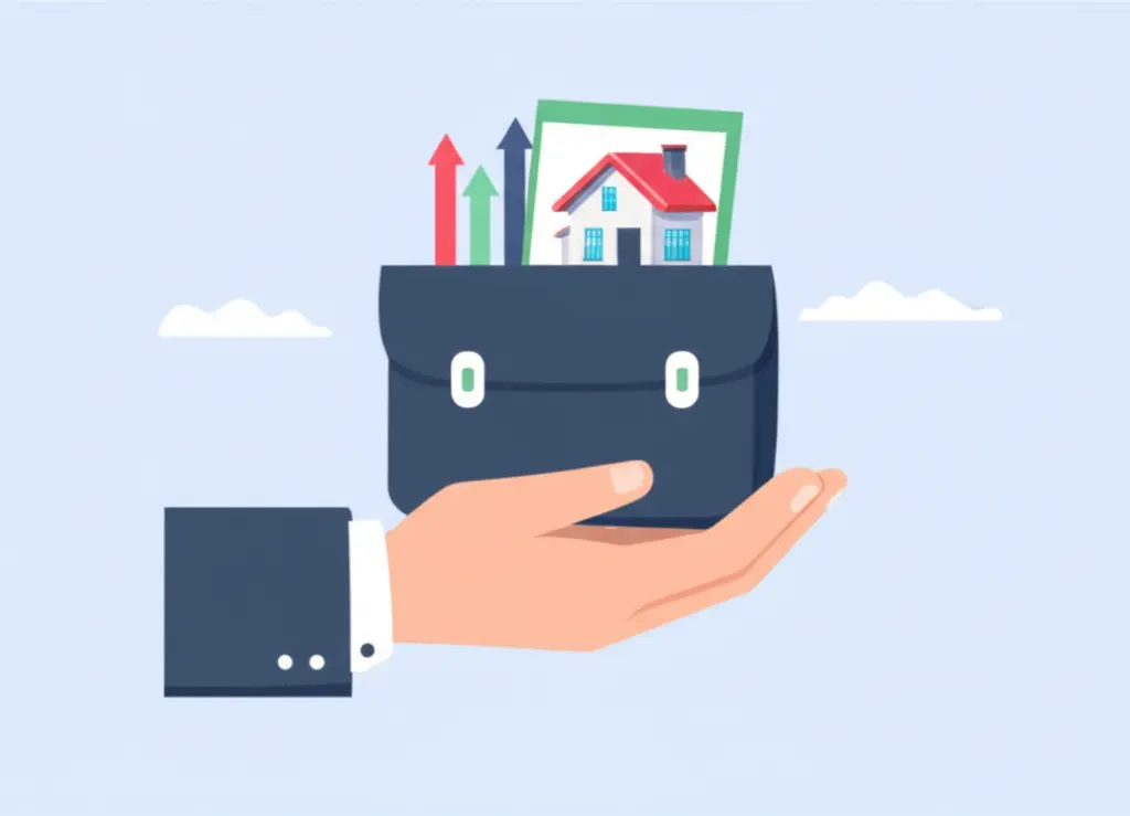 Hand holding a portfolio of assets