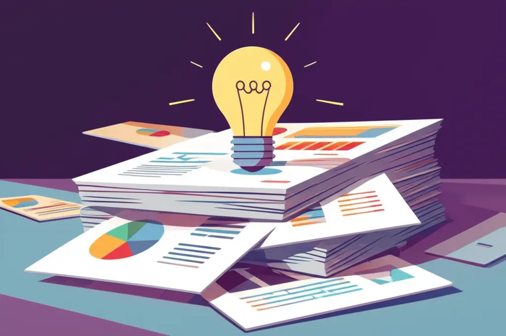 A lightbulb over financial reports