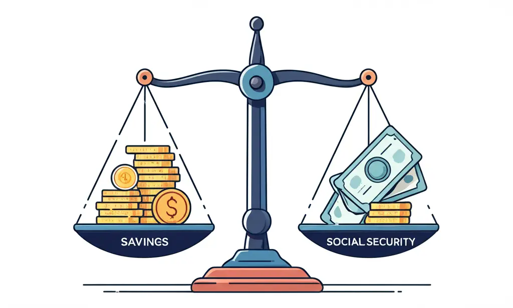 Balancing scale with 'Savings' and 'Social Security'