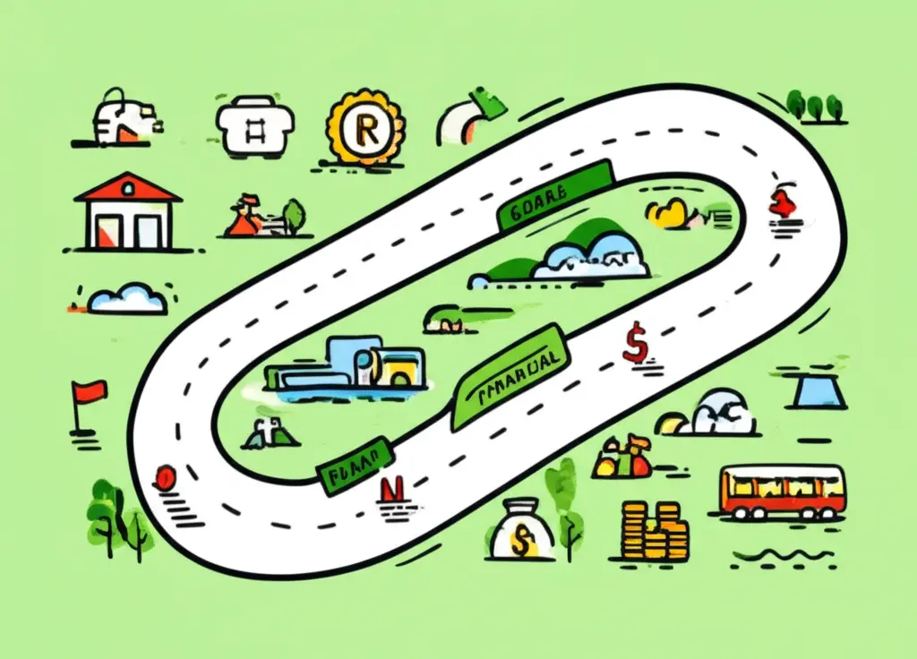 Hand-drawn map representing financial goals and path