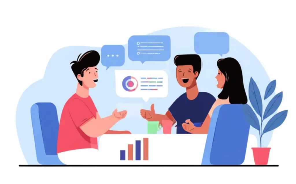 Illustration of a couple discussing mortgage rates with an advisor