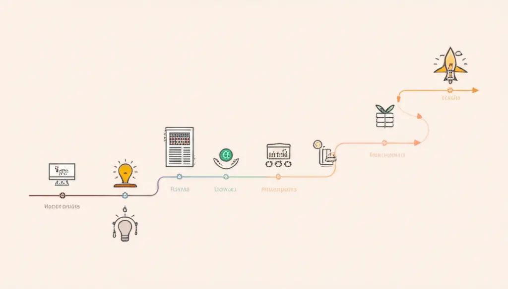 A minimalist graphic showing a financial independence journey path, with milestones marked along the way.