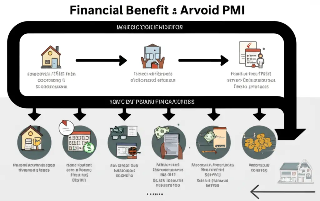 A flowchart illustrating financial benefits of avoiding PMI.