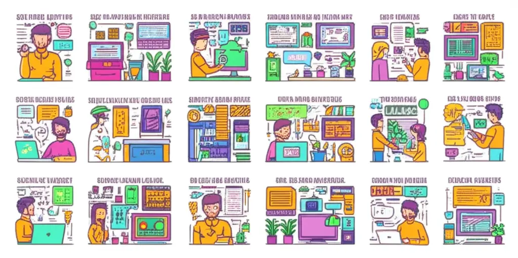 Cartoon of different side hustles and freelance gigs