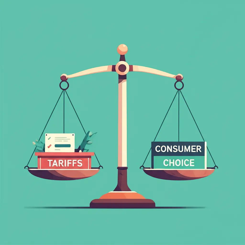 Balance scale with tariffs and consumer choice