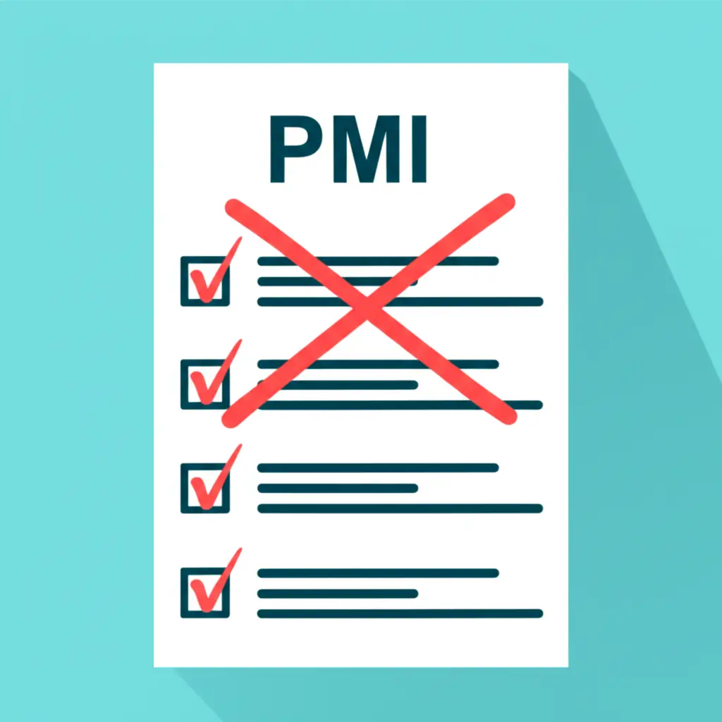 Checklist with PMI item struck through.