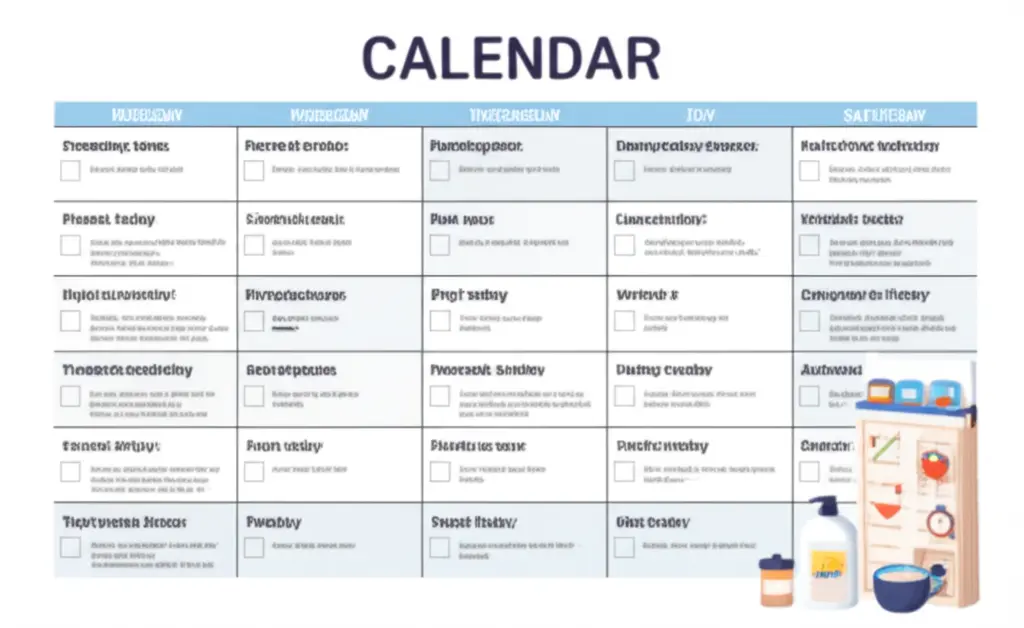 Calendar with work and wellness activities equally distributed.