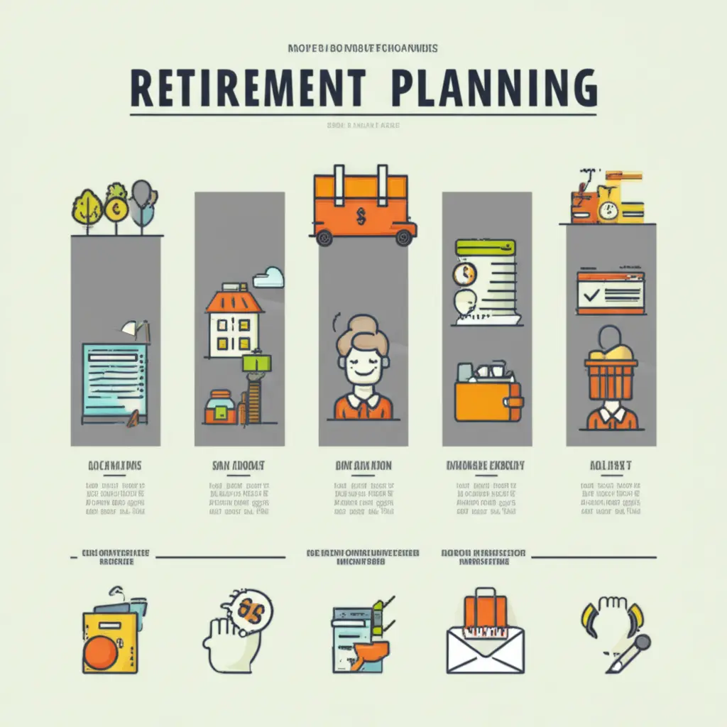 Minimalist chart illustrating retirement planning steps