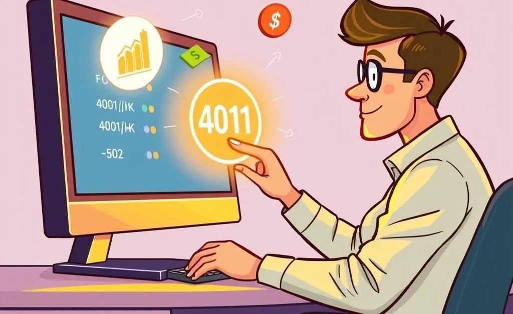 A person adjusting 401(k) settings on a computer.