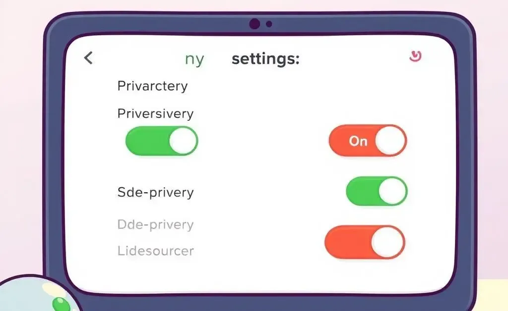 Settings page with privacy switches highlighted.