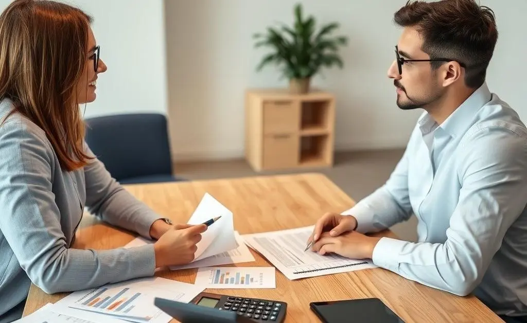 Couple discussing mortgage options