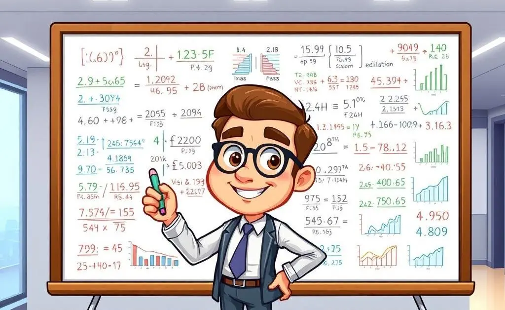 Actuary at a whiteboard doing calculations